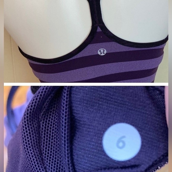 LULULEMON Tank Power Y Racerback tank PURPLE STRIPED ATHLETIC Yoga size 6 - Picture 2 of 6